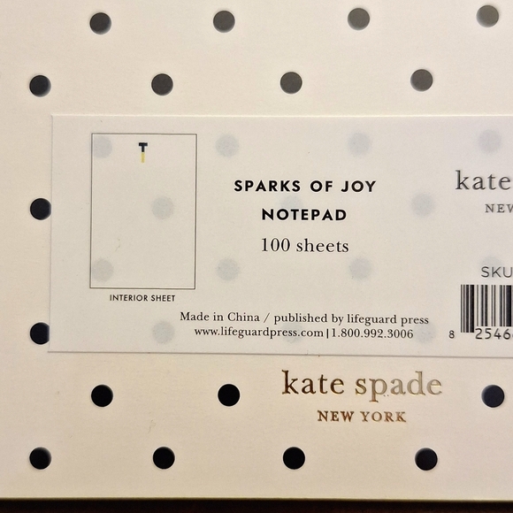 ♠️ Kate Spade Sparks of Joy notepad. 100 sheets. Dipped letter T. New with tags! - Picture 3 of 9